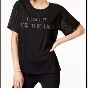 Material Girl Active Black Mesh T shirt M